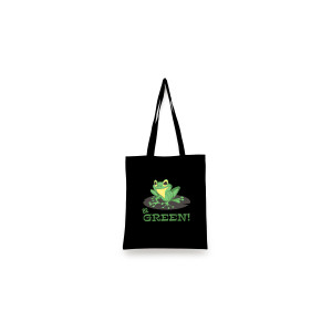 Geanta Tote Bag, Be Green, Oktane®, Negru, 37x28 cm